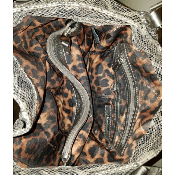 Extra large gray and black python leather handbag - Picture 4 of 4